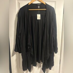 Catherines Black Open Front Cardigan 4X